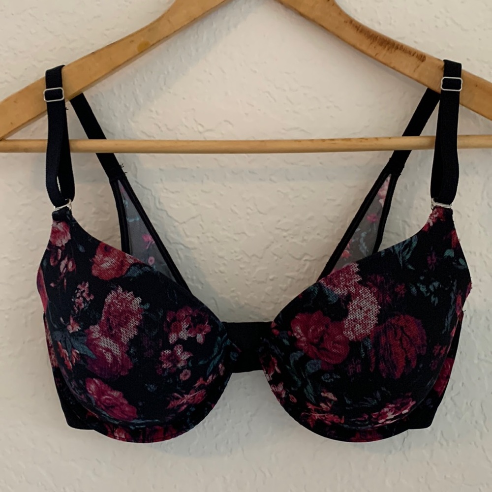 NEW Soma Sz 34D Memorable Full Coverage Bra Floral/Black